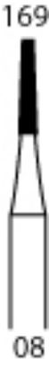 Picture of Tungsten Carbide Burs (RA)  -  Taper Fissure Plain Cut  -  Size 169  (6/pack)