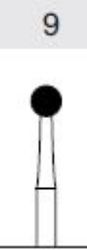 Picture of Steel Burs (HP)  -  Round  -  Size 9  (6/pack) - For Straight Handpiece (micro motor)