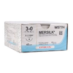 Picture of Ethicon Sutures Mersilk 3/0 1/2 Circle Conventional Cutting 22mm W577H 36pk