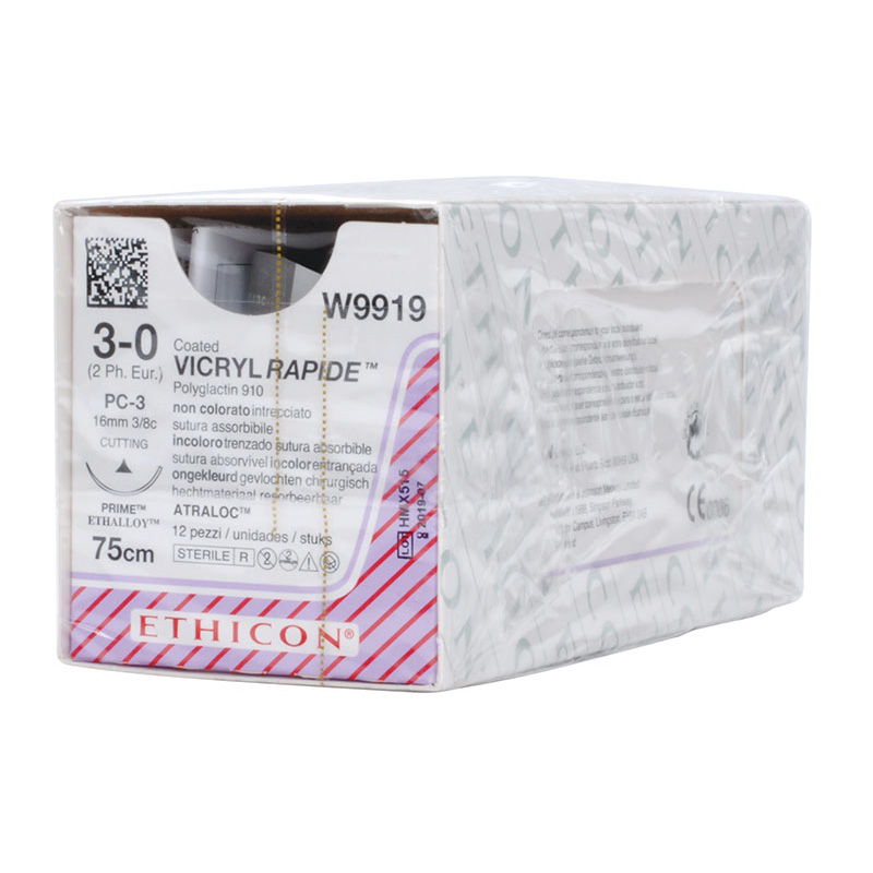 Picture of Vicryl Rapide Suture Undyed,  3/0,  75cm,  3/9 Circle, Prime Conventional Cutting 16mm  [12 / Box]