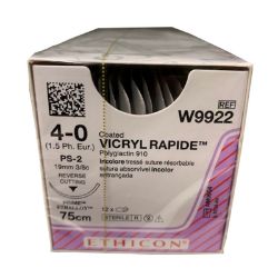 Picture of Vicryl Rapide Suture  - PS-2  -  Undyed,  4/0,  19mm  [12 / Box]