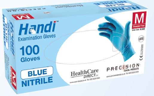 Picture of Handi Blue NITRILE  PF Gloves / Large (100)